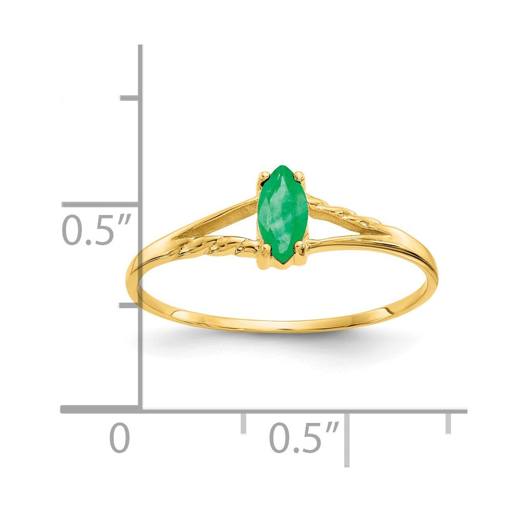 14K Gelbgold Ring mit Smaragd-Geburtsstein