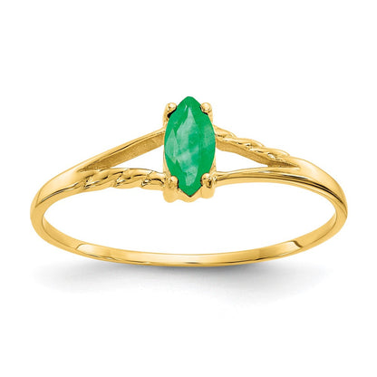 14K Gelbgold Ring mit Smaragd-Geburtsstein
