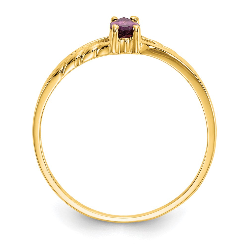 Solid-14K-Gelbgold-Ring mit simuliertem Rhodolith-Granat-Geburtsstein