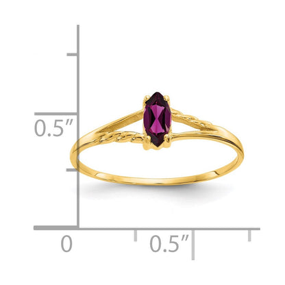 Solid-14K-Gelbgold-Ring mit simuliertem Rhodolith-Granat-Geburtsstein