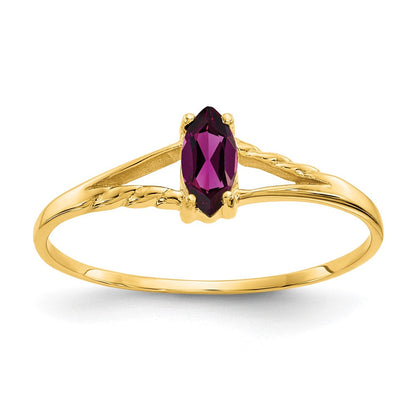 Solid-14K-Gelbgold-Ring mit simuliertem Rhodolith-Granat-Geburtsstein