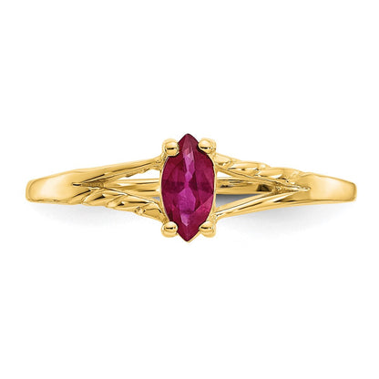 14K Gelbgold Ring mit Rubin-Geburtsstein
