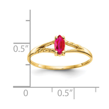 14K Gelbgold Ring mit Rubin-Geburtsstein