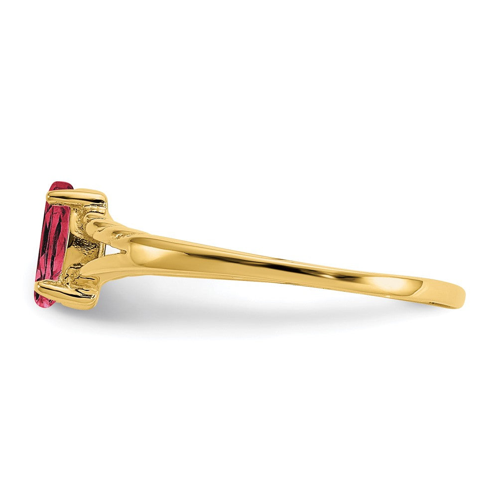 Massiver Ring aus 14K Gelbgold mit simuliertem Rosa Turmalin-Geburtsstein