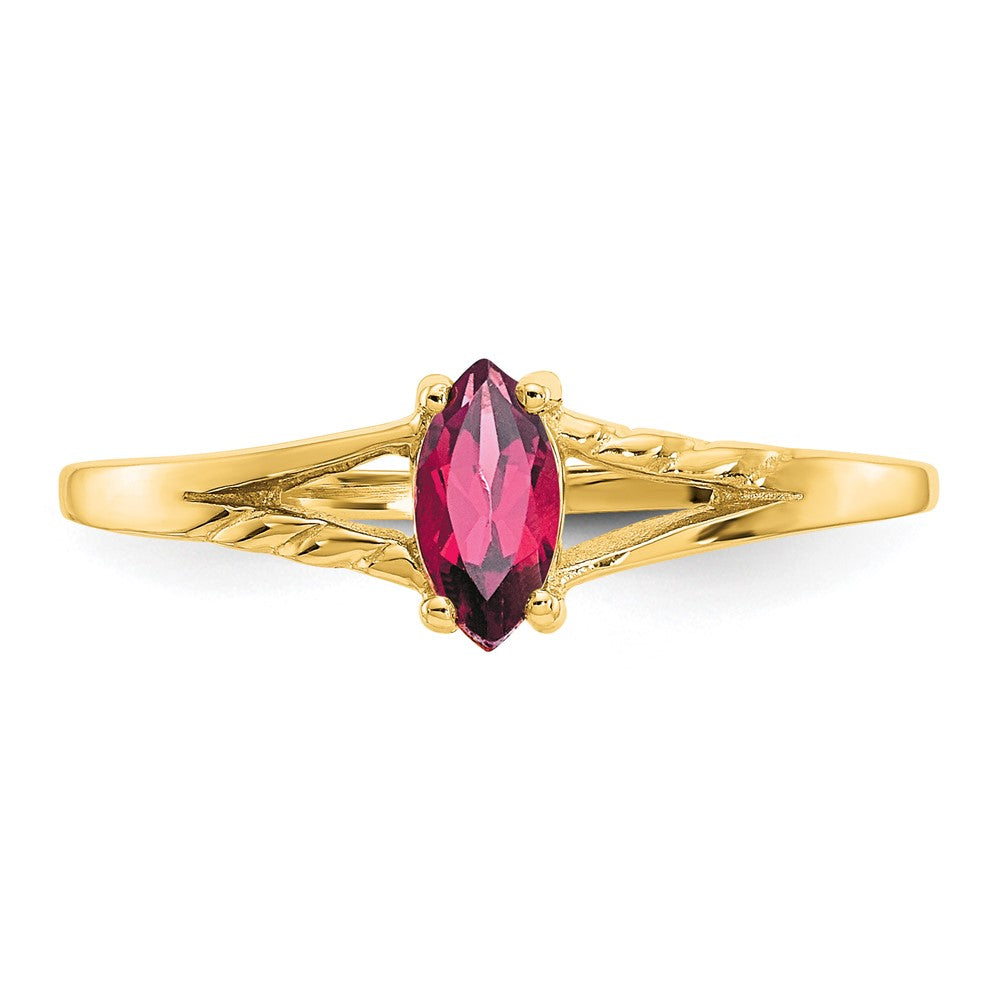 Massiver Ring aus 14K Gelbgold mit simuliertem Rosa Turmalin-Geburtsstein