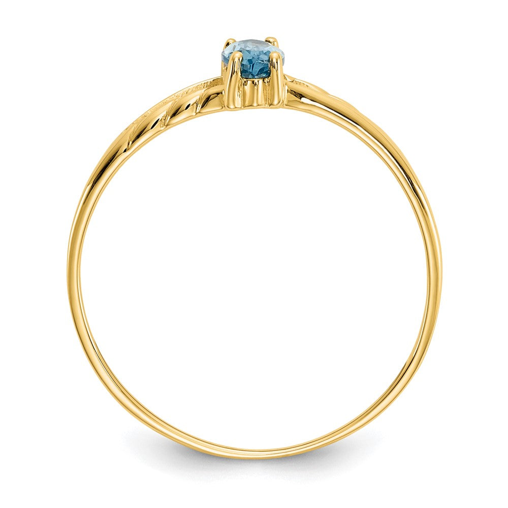 14K Gelbgold Blautopas-Geburtsstein-Ring