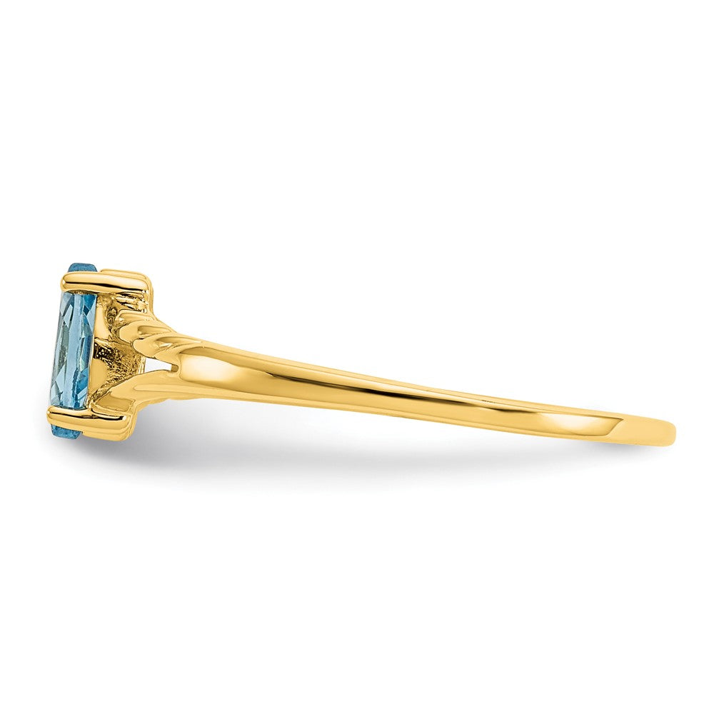 14K Gelbgold Blautopas-Geburtsstein-Ring