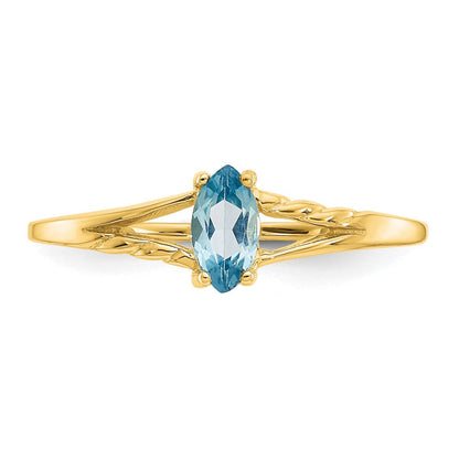14K Gelbgold Blautopas-Geburtsstein-Ring