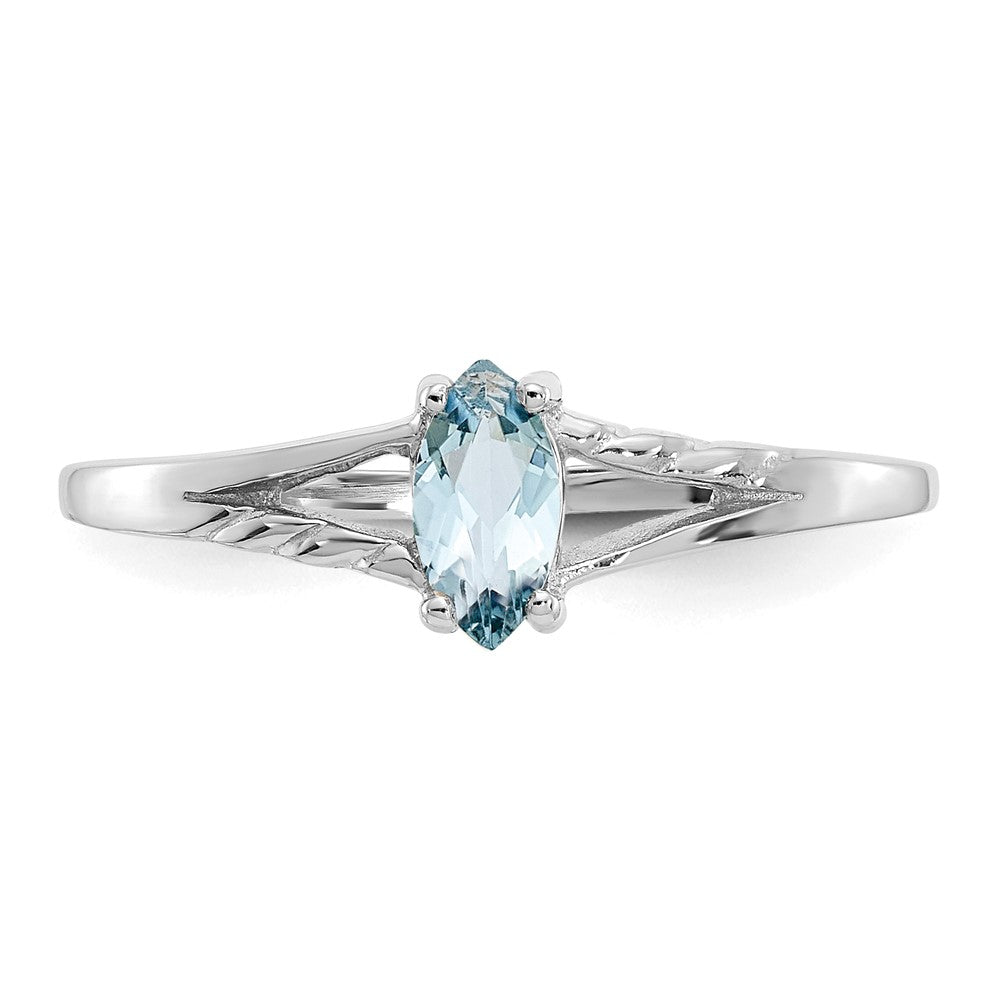 14K Weißgold Ring mit Aquamarin-Geburtsstein