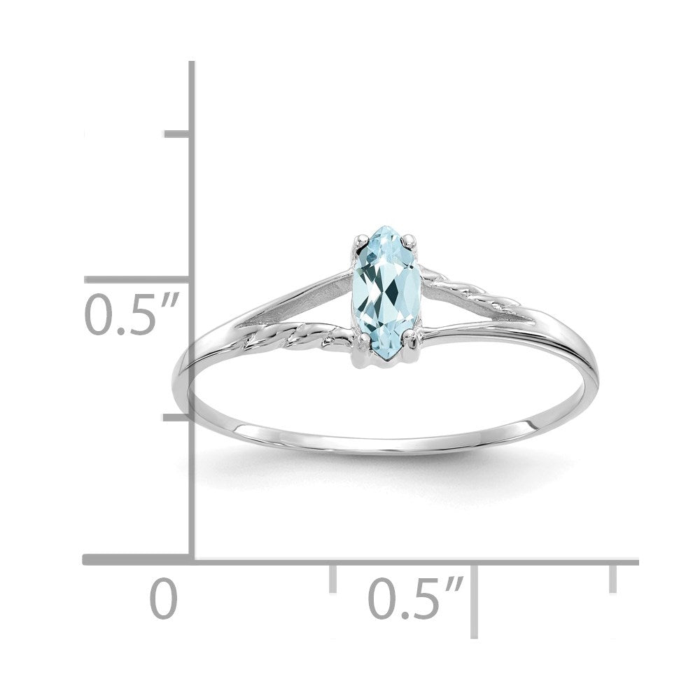 14K Weißgold Ring mit Aquamarin-Geburtsstein