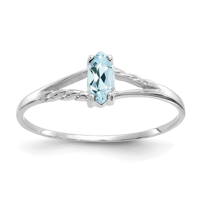 14K Weißgold Ring mit Aquamarin-Geburtsstein