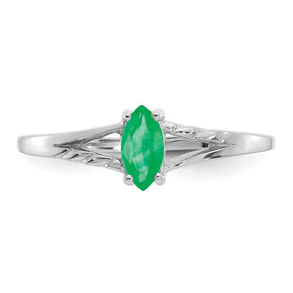 14K Weißgold Ring mit Smaragd (Geburtsstein)