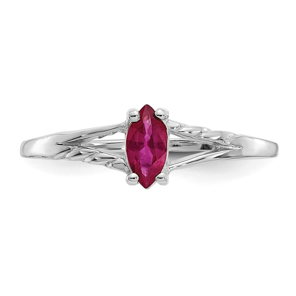 14K Weißgold Ring mit Rubin-Geburtsstein