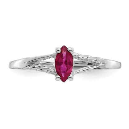 14K Weißgold Ring mit Rubin-Geburtsstein