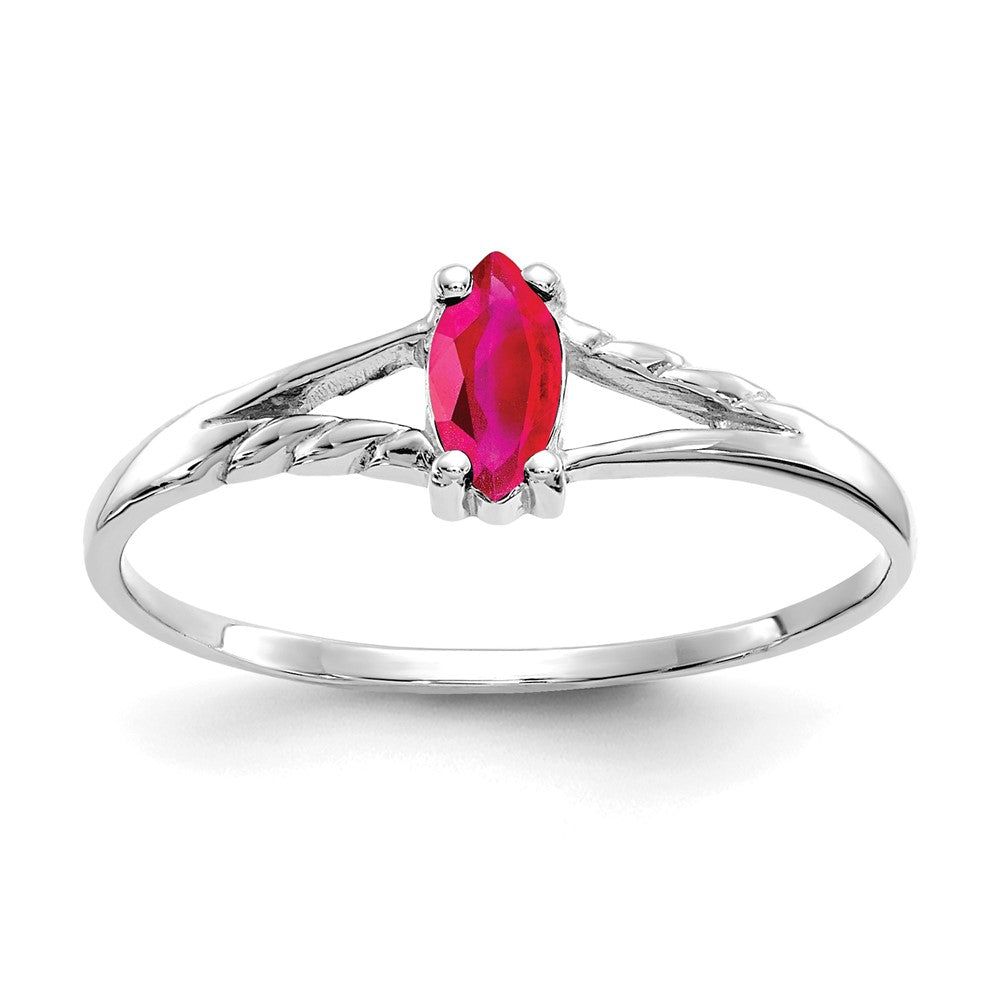 14K Weißgold Ring mit Rubin-Geburtsstein