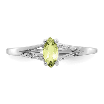 14K Weißgold Ring mit Peridot-Geburtsstein