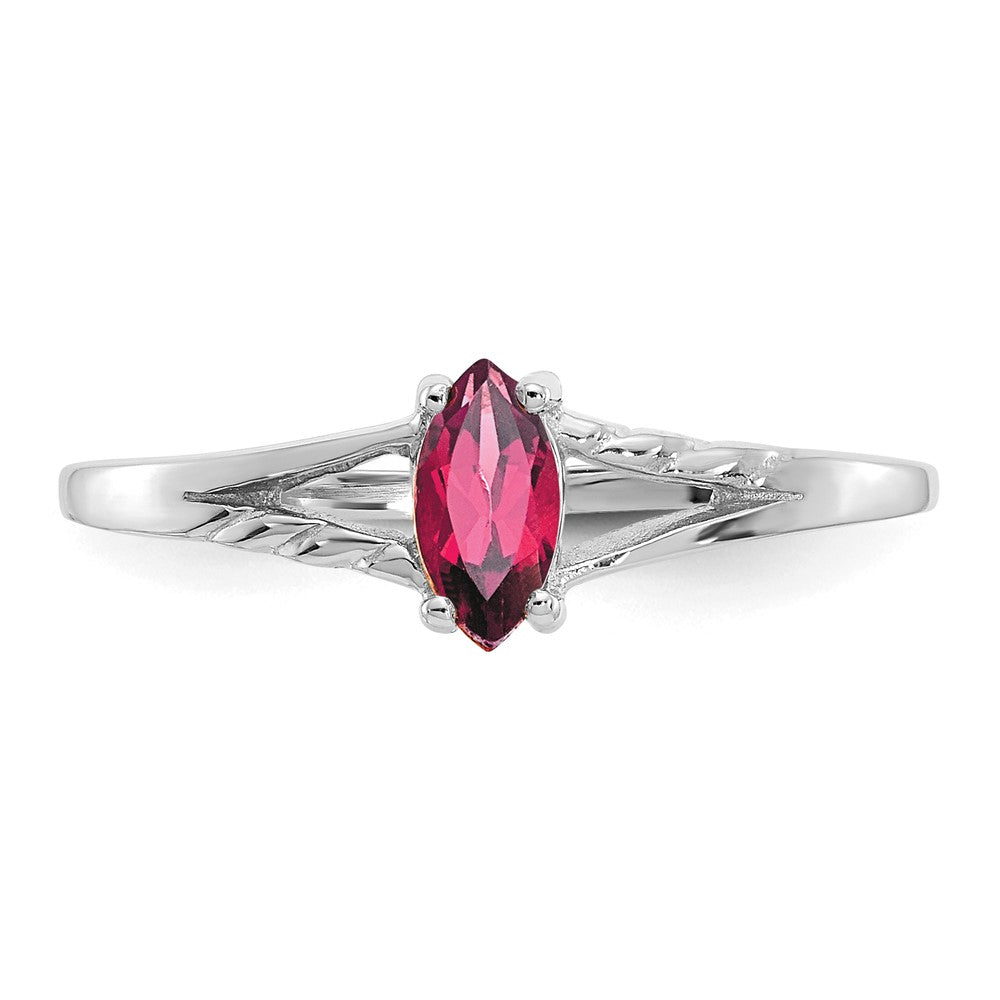 Ring aus massivem 14K Weißgold mit simuliertem Turmalin in Pink als Geburtsstein