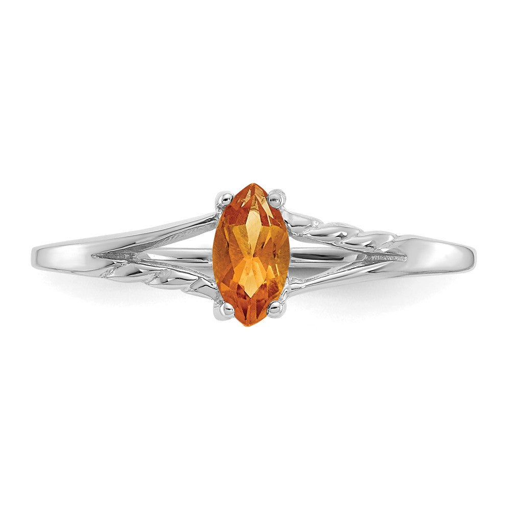 14K Weißgold Citrin-Geburtsstein-Ring