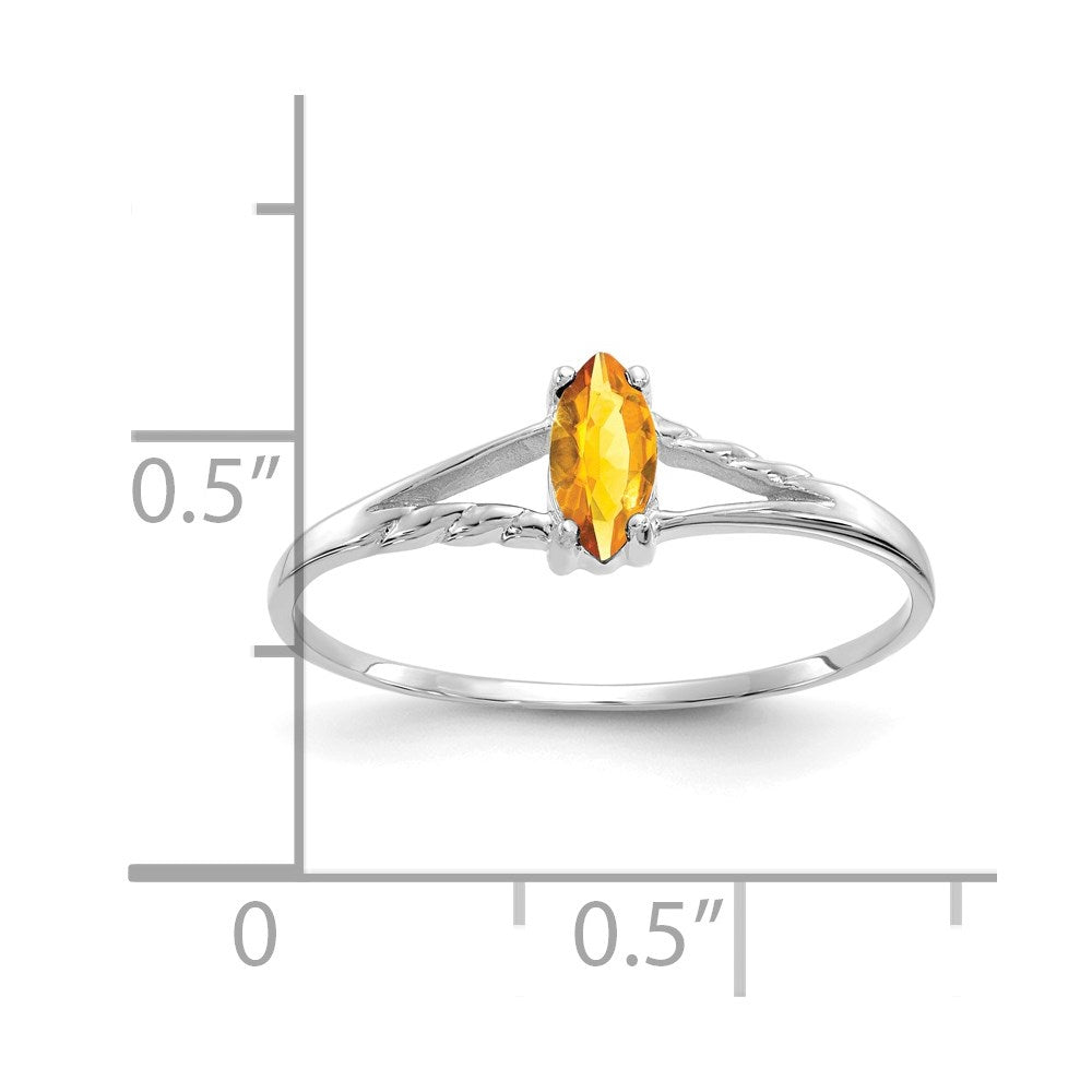 14K Weißgold Citrin-Geburtsstein-Ring