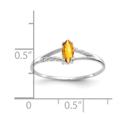 14K Weißgold Citrin-Geburtsstein-Ring