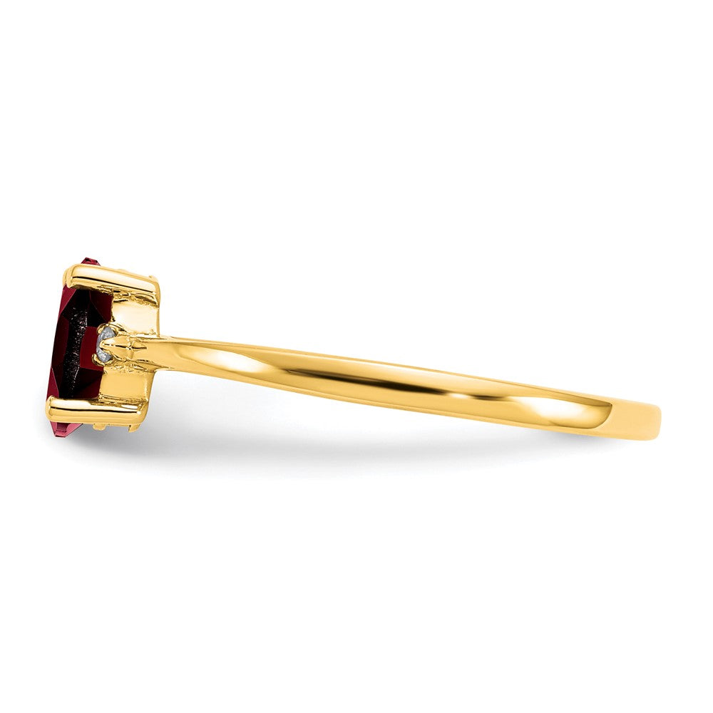 14K Gelbgold Ring mit echtem Diamant und Granat-Geburtsstein