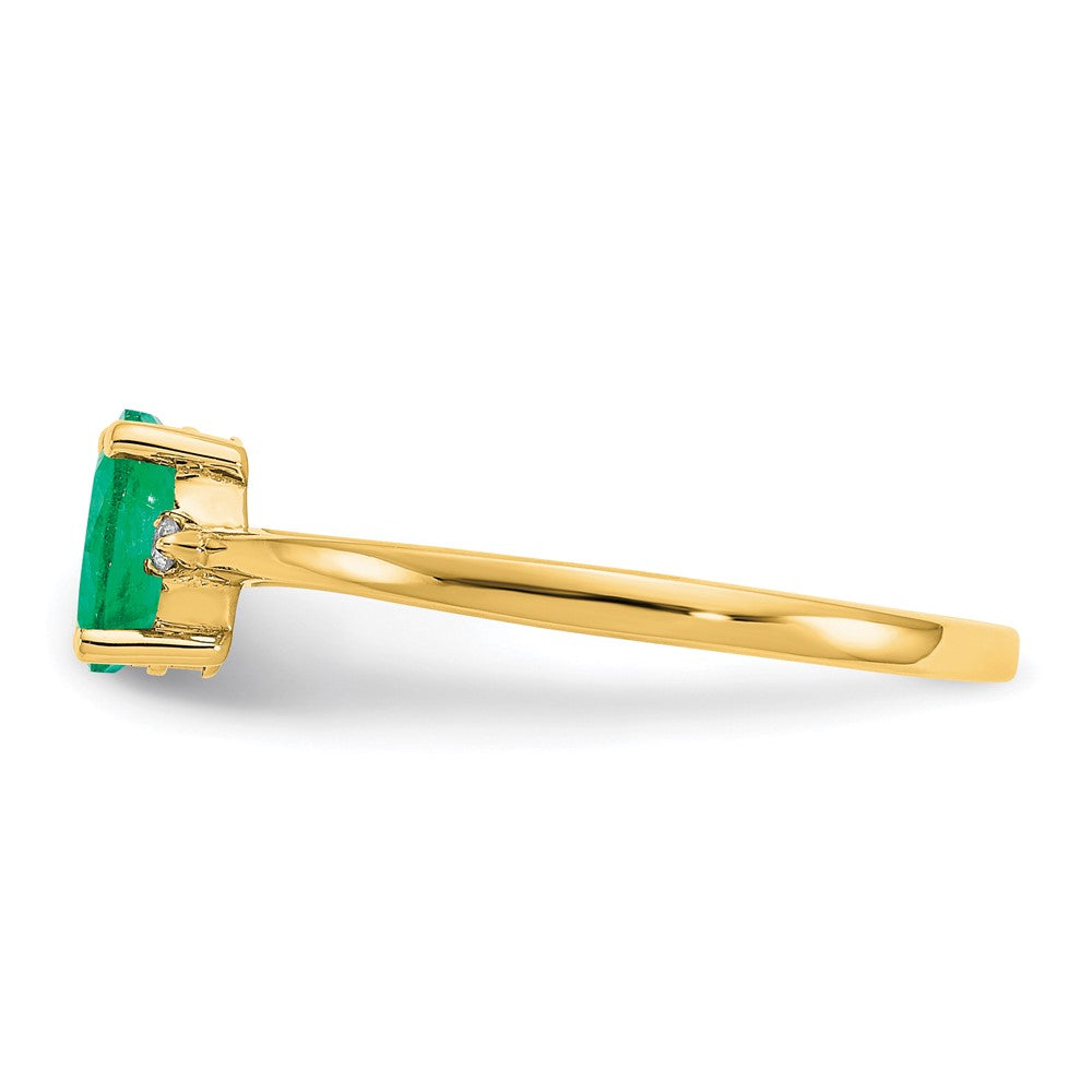14K Gelbgold Ring mit echtem Diamant und Smaragd-Geburtsstein
