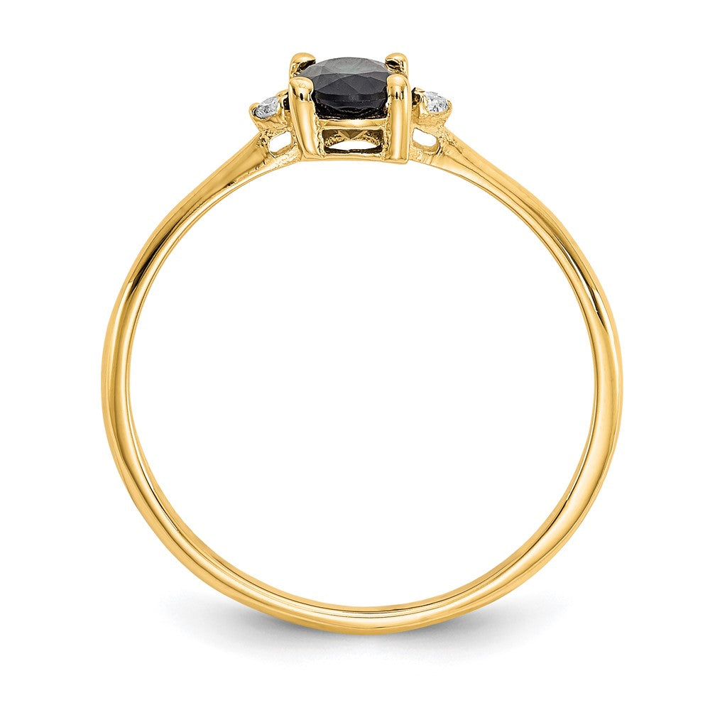14K Gelbgold Ring mit echtem Diamant und Saphir-Geburtsstein