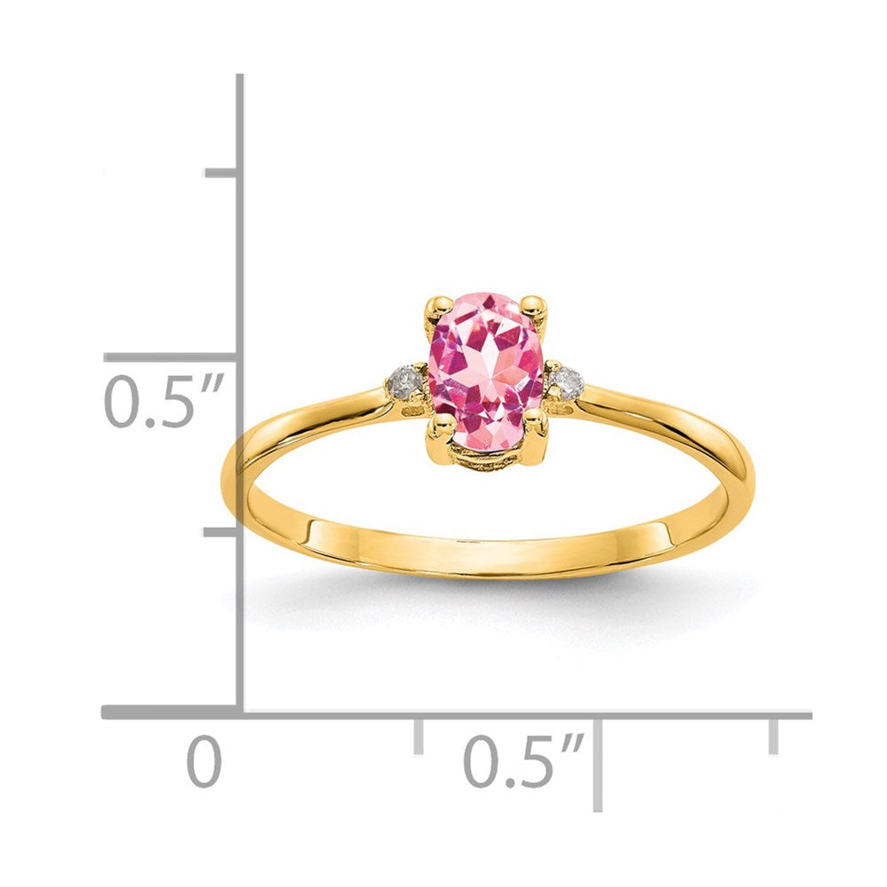 14K Gelbgold Diamant & Rosa Turmalin Geburtsstein Ring