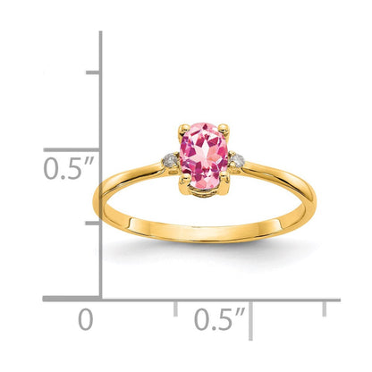 14K Gelbgold Diamant & Rosa Turmalin Geburtsstein Ring
