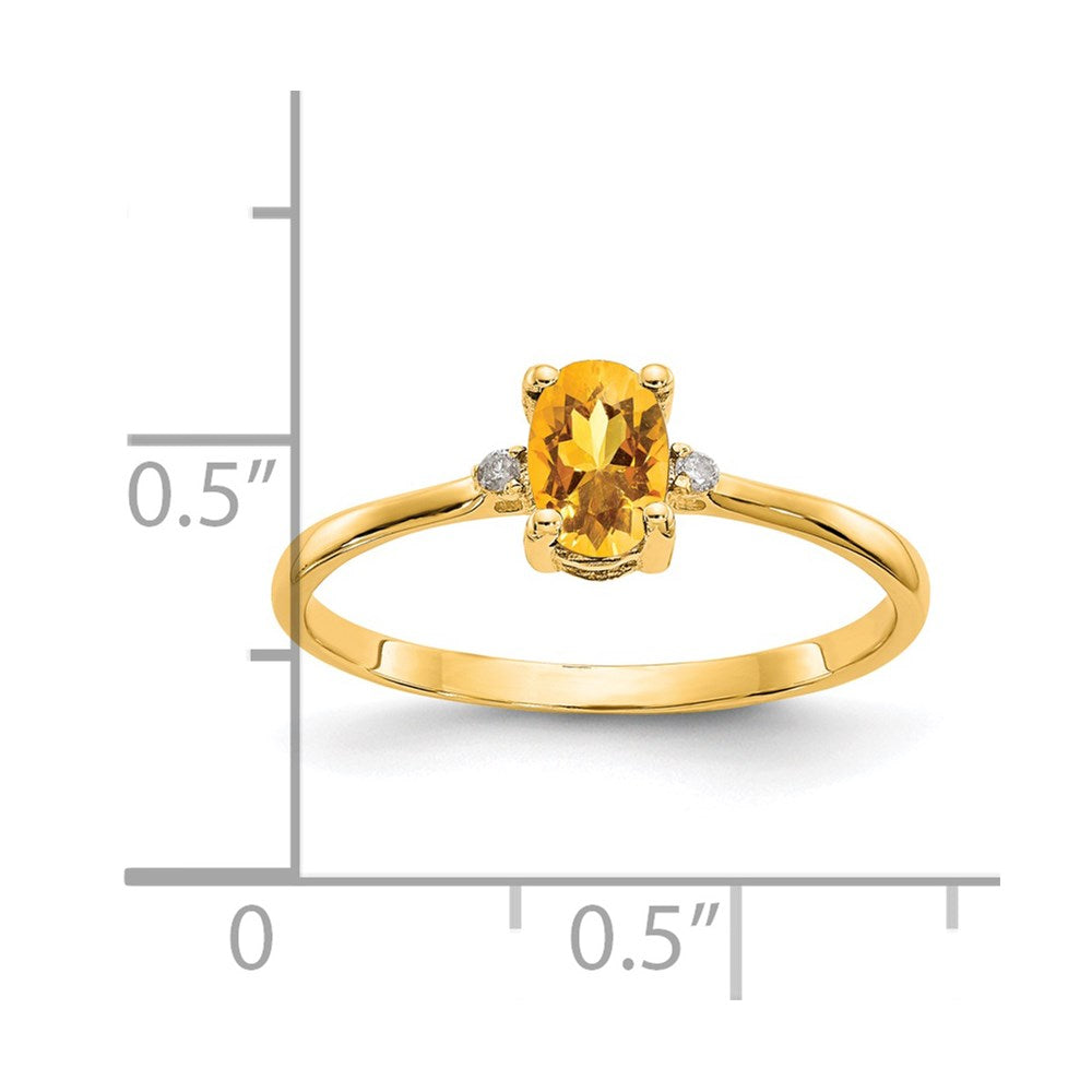 14K Gelbgold Ring mit echtem Diamant und Citrin-Geburtsstein