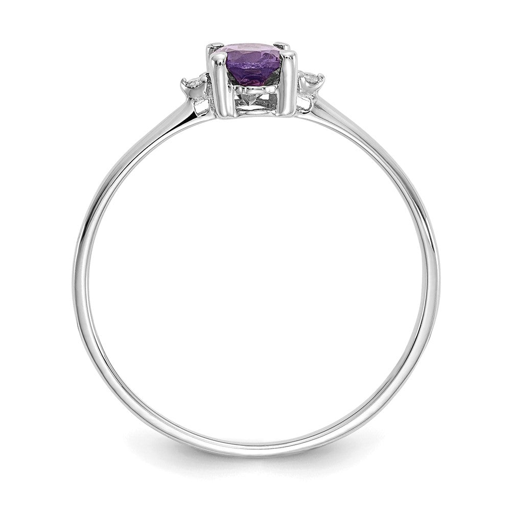 14K Weißgold Ring mit echtem Diamant und Amethyst-Geburtsstein