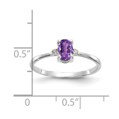 14K Weißgold Ring mit echtem Diamant und Amethyst-Geburtsstein