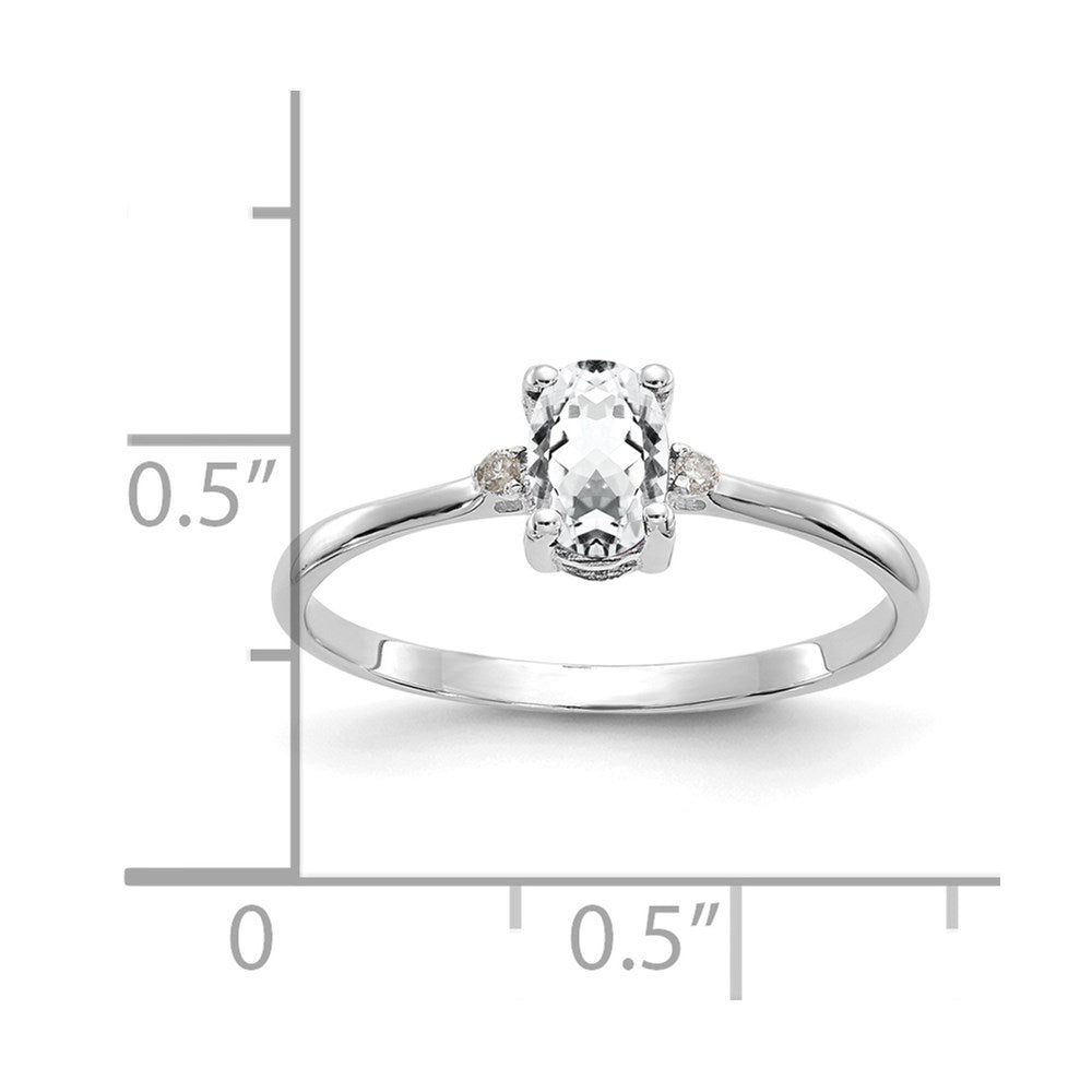 14K Weißgold Ring mit echtem Diamant und Weißtopas-Geburtsstein