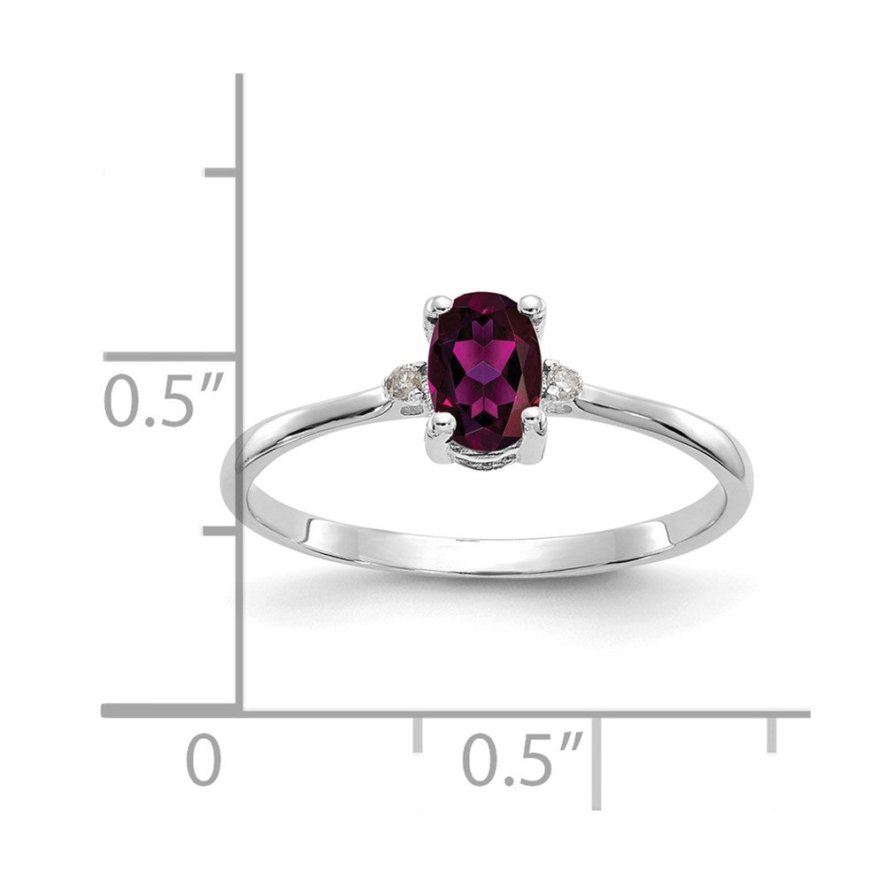 14K Weißgold Diamant & Rhodolith Granat Geburtsstein Ring