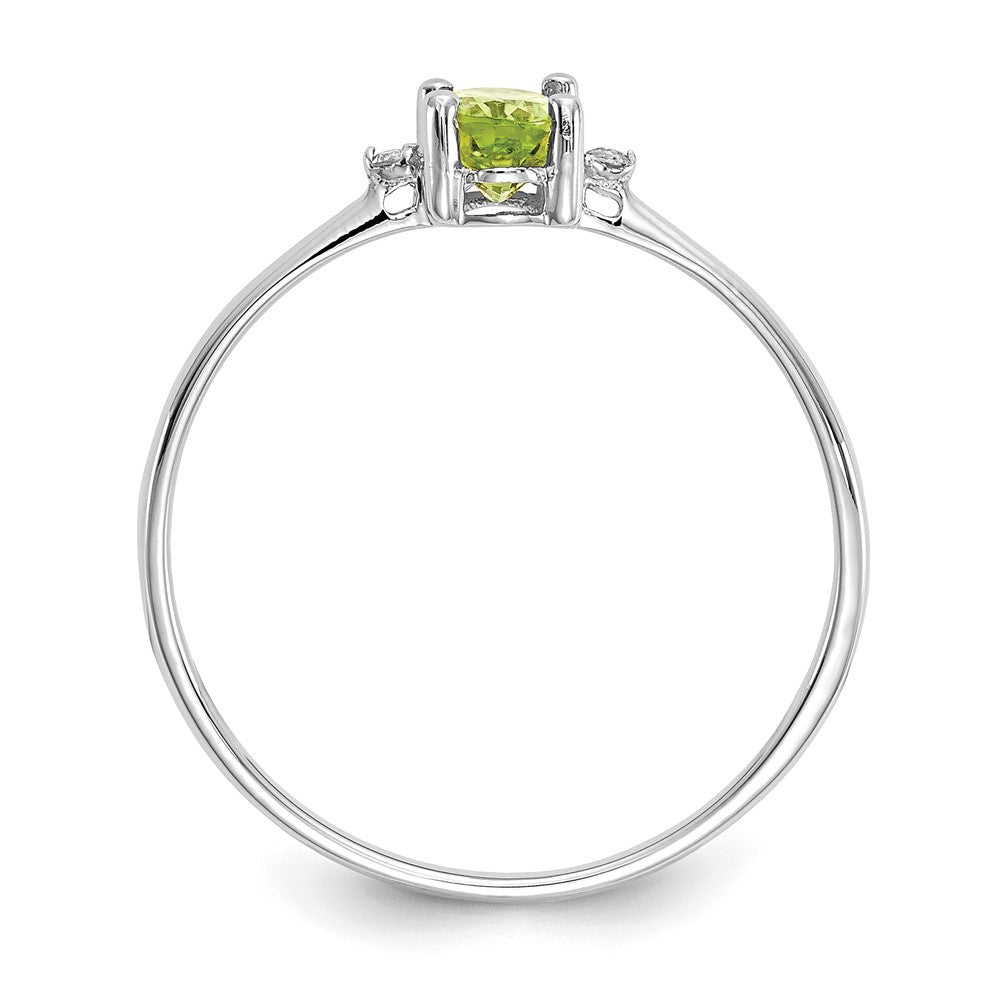 14K Weißgold Ring mit echtem Diamant und Peridot-Geburtsstein