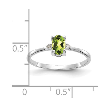 14K Weißgold Ring mit echtem Diamant und Peridot-Geburtsstein