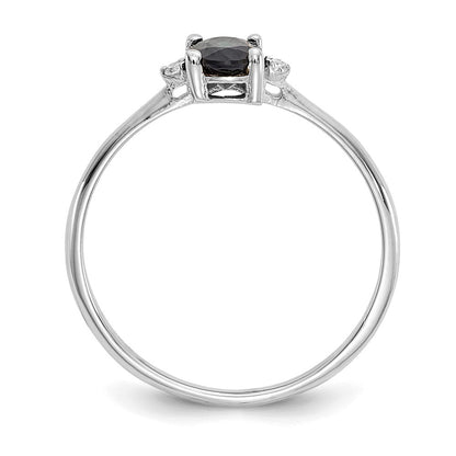 14K Weißgold Ring mit echten Diamanten und Saphir-Geburtsstein