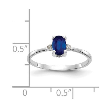 14K Weißgold Ring mit echten Diamanten und Saphir-Geburtsstein