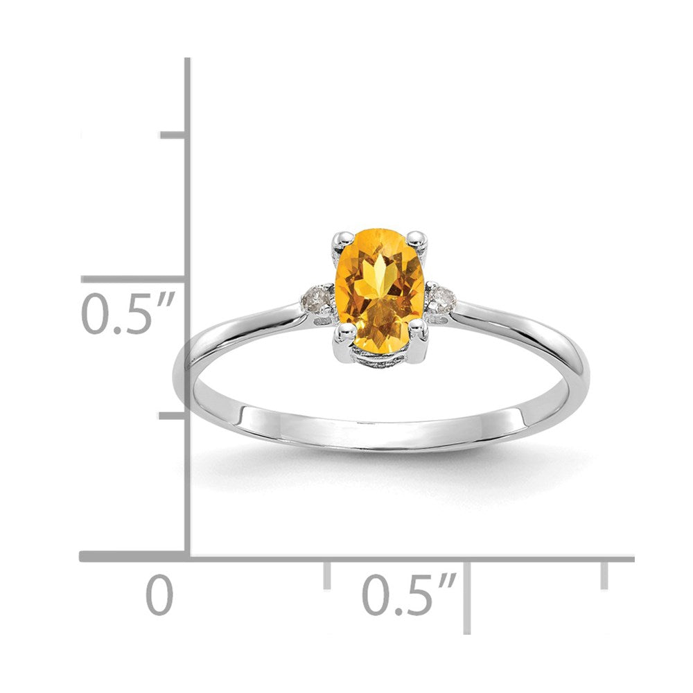 14K Weißgold Ring mit echtem Diamant und Citrin-Geburtsstein