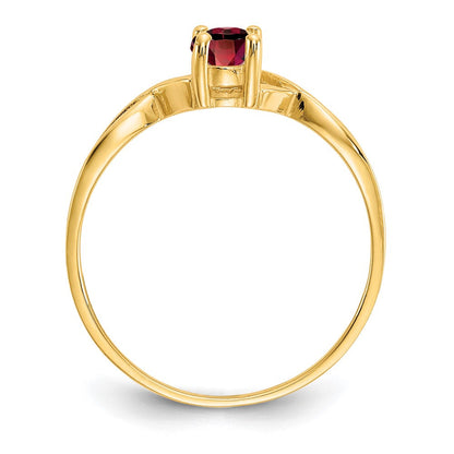 14K Gelbgold Ring mit natürlichem Granat-Geburtsstein