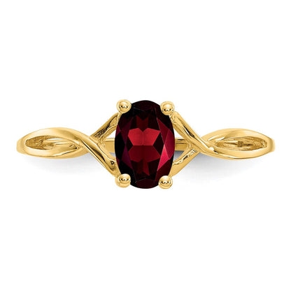 14K Gelbgold Ring mit natürlichem Granat-Geburtsstein