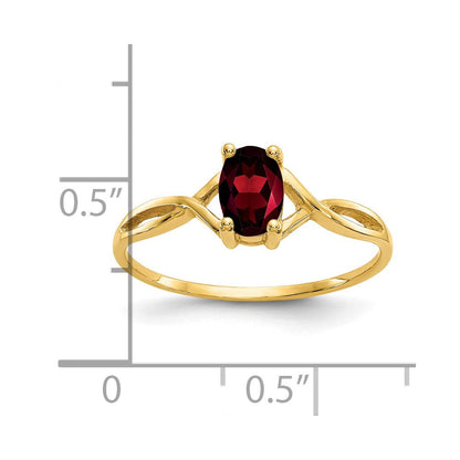 14K Gelbgold Ring mit natürlichem Granat-Geburtsstein
