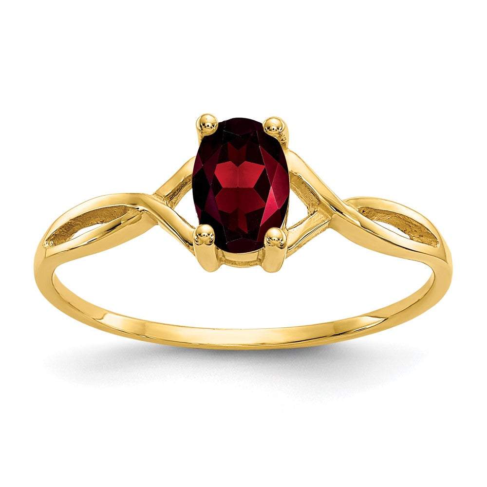 14K Gelbgold Ring mit natürlichem Granat-Geburtsstein