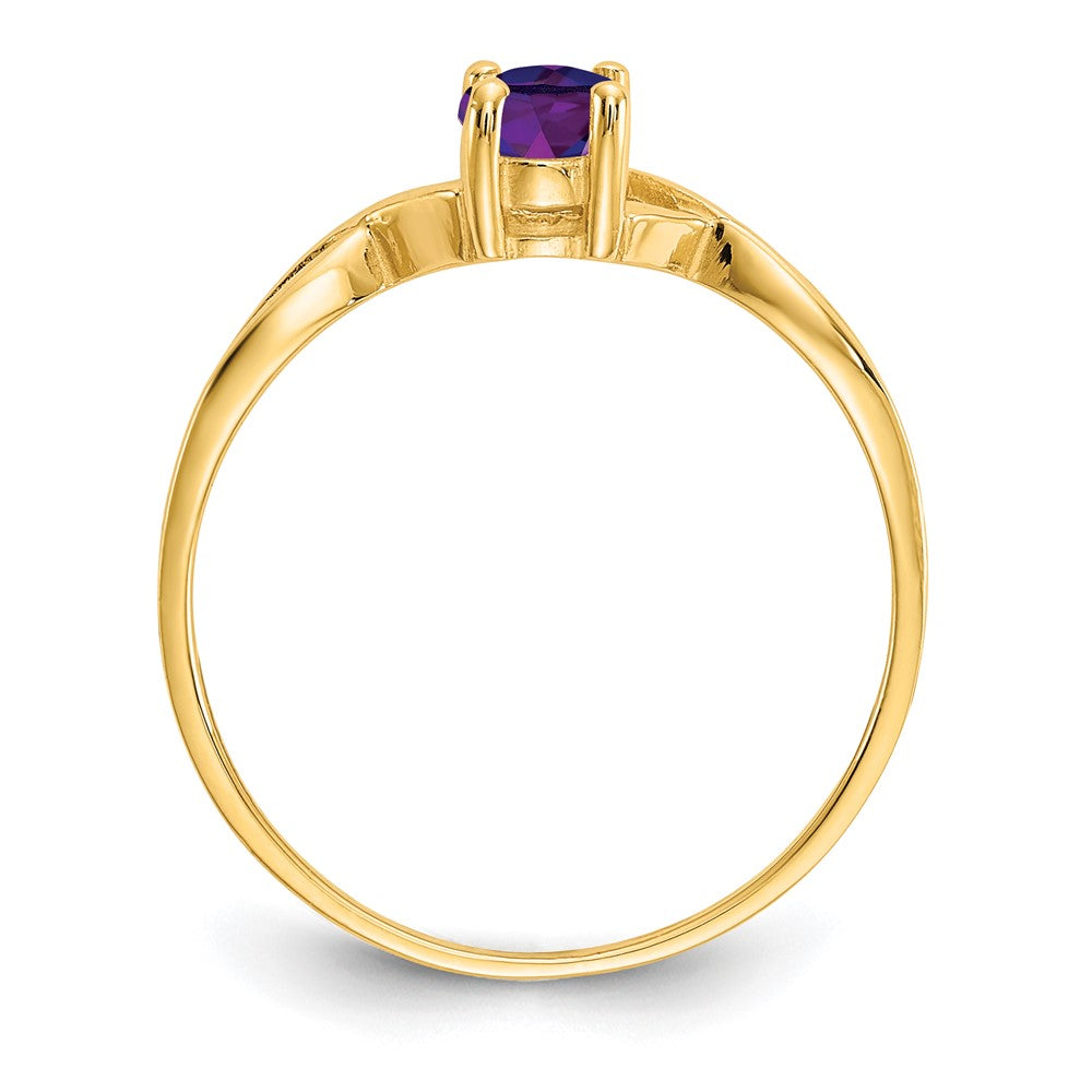 14K Gelbgold Amethyst-Geburtsstein-Ring