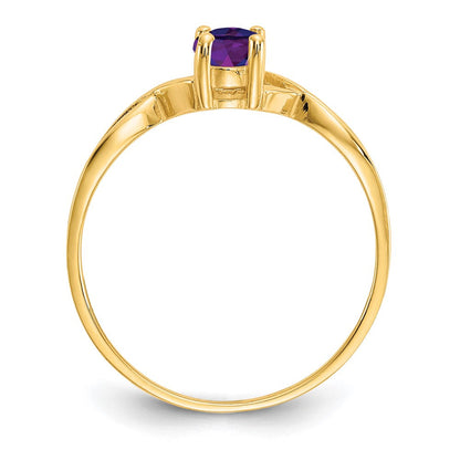 14K Gelbgold Amethyst-Geburtsstein-Ring
