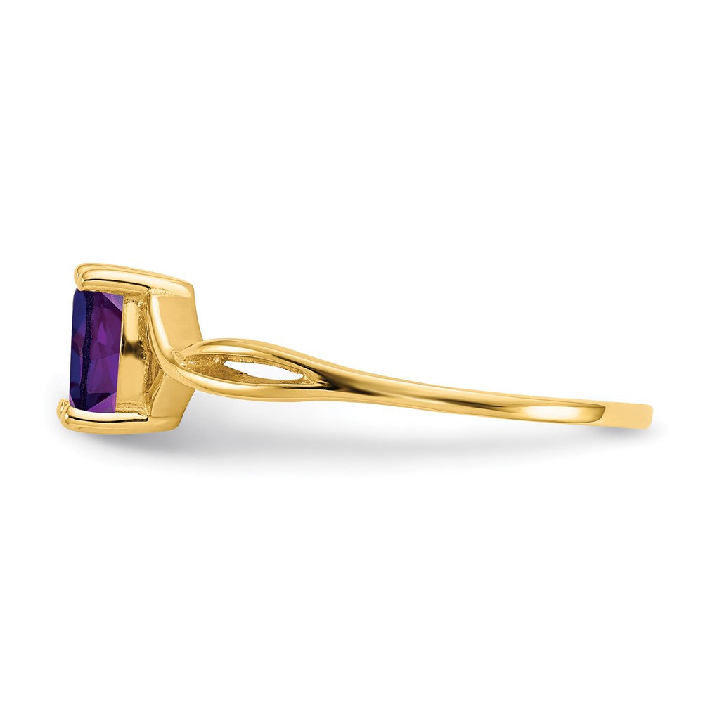 14K Gelbgold Amethyst-Geburtsstein-Ring