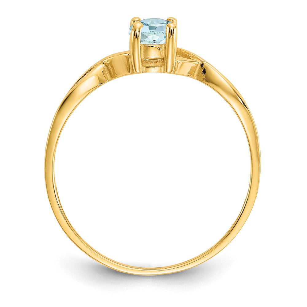 14K Gelbgold Aquamarin-Geburtsstein-Ring
