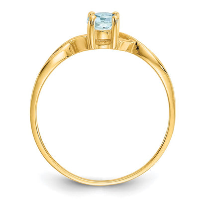 14K Gelbgold Aquamarin-Geburtsstein-Ring