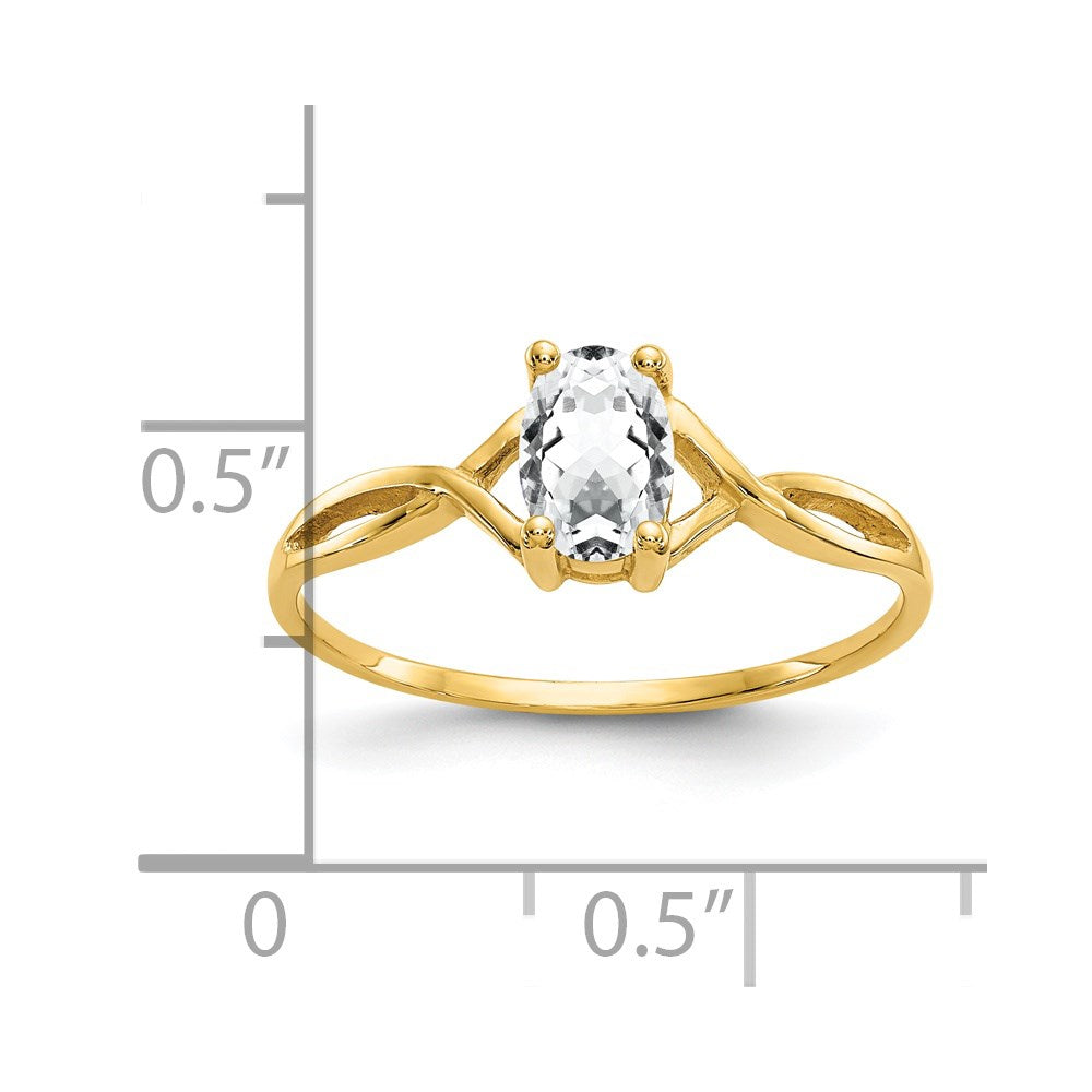14K Gelbgold Ring mit Weißem Topas-Geburtsstein
