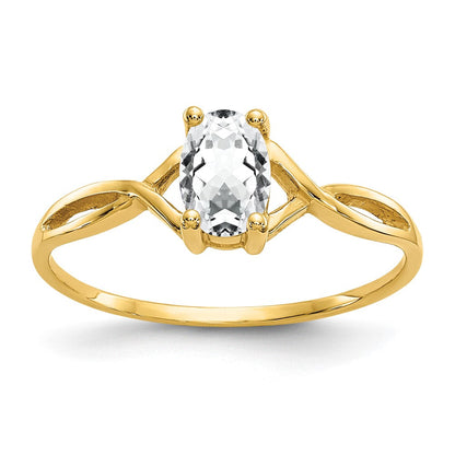 14K Gelbgold Ring mit Weißem Topas-Geburtsstein